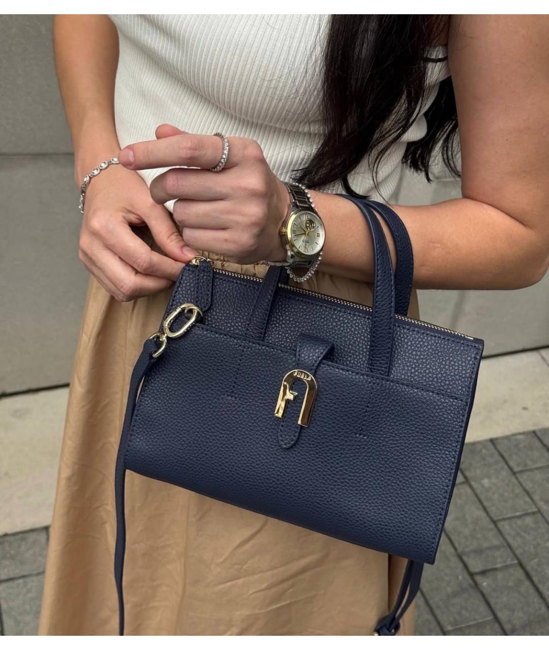 FURLA Темно-синяя кожаная сумка через плечо, фото 8