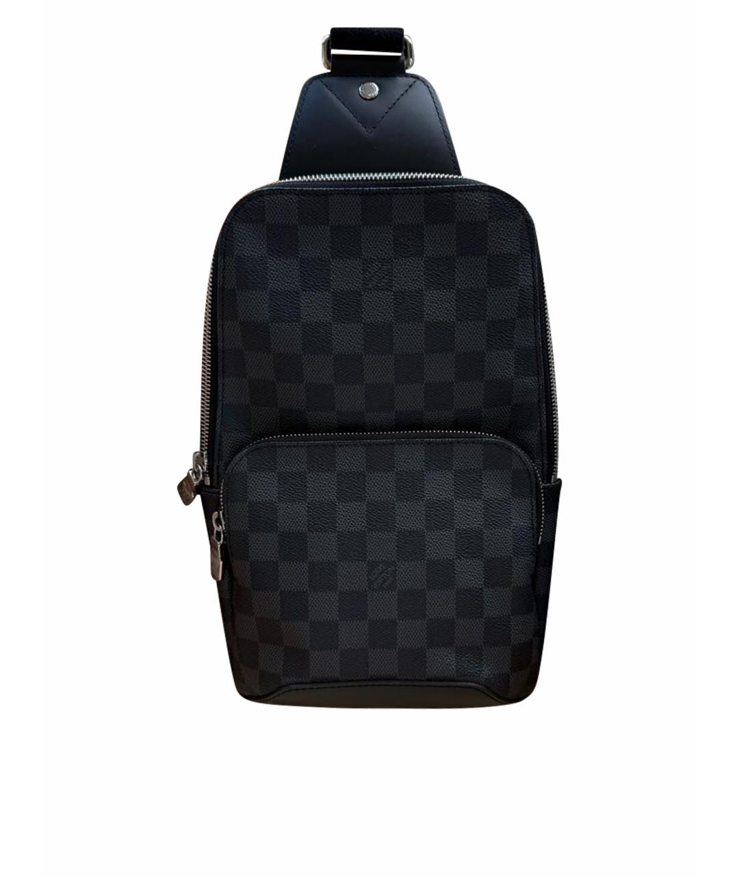 LOUIS VUITTON Черная барсетка из канвы, фото 1