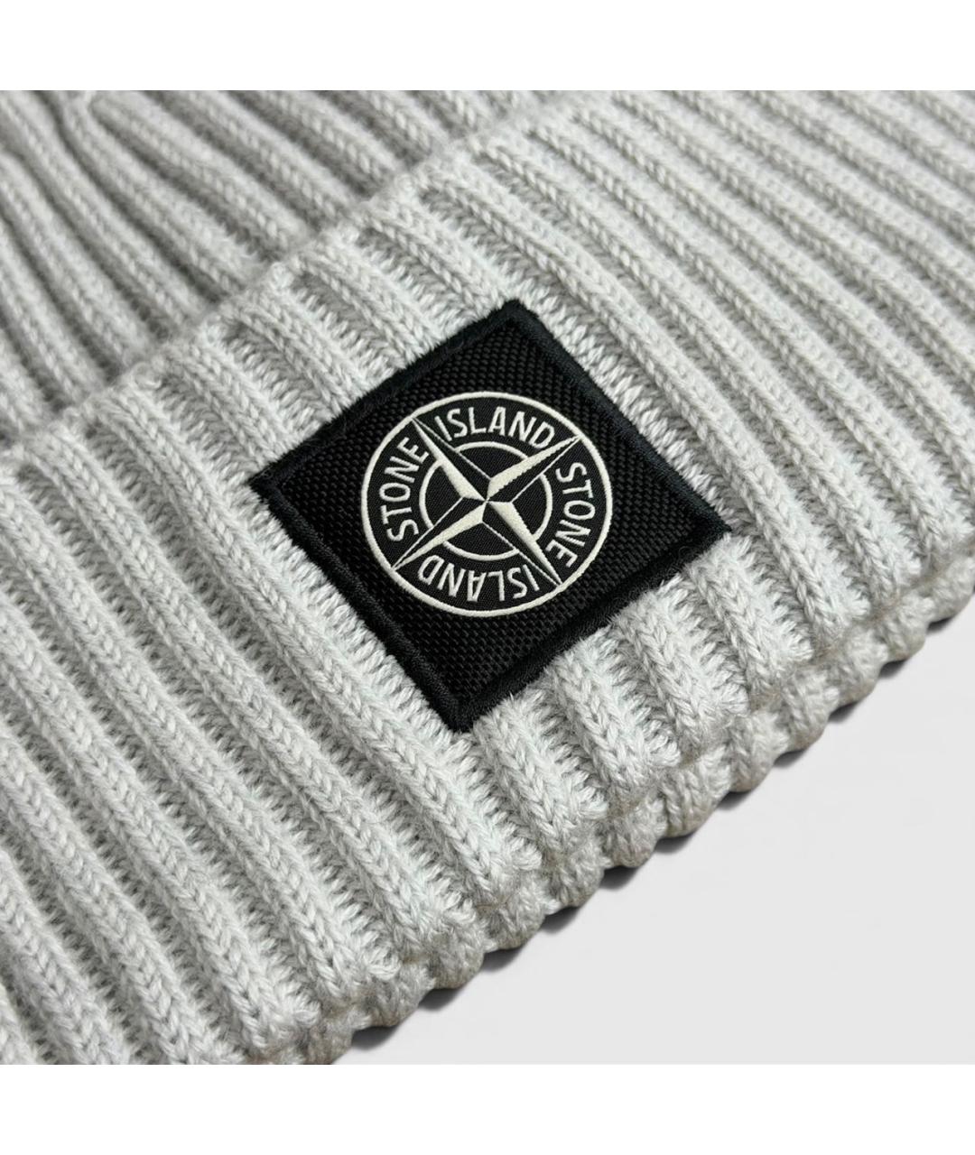 STONE ISLAND Серая шерстяная шапка, фото 3