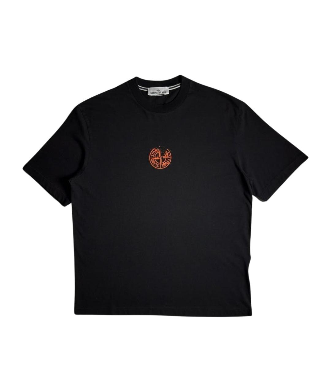 STONE ISLAND Черная хлопковая футболка, фото 1