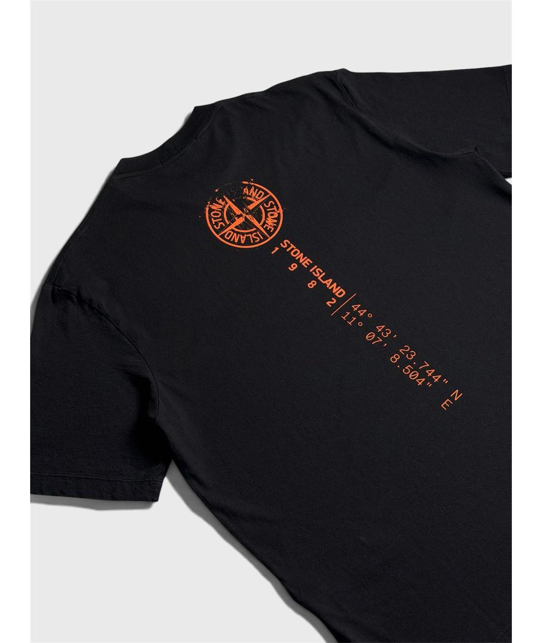 STONE ISLAND Черная хлопковая футболка, фото 5