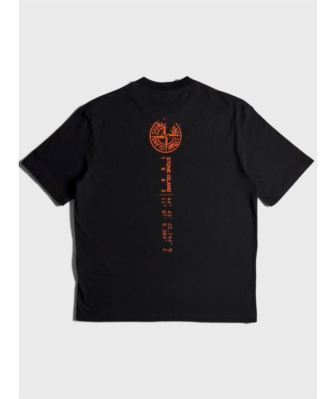 STONE ISLAND Черная хлопковая футболка, фото 2