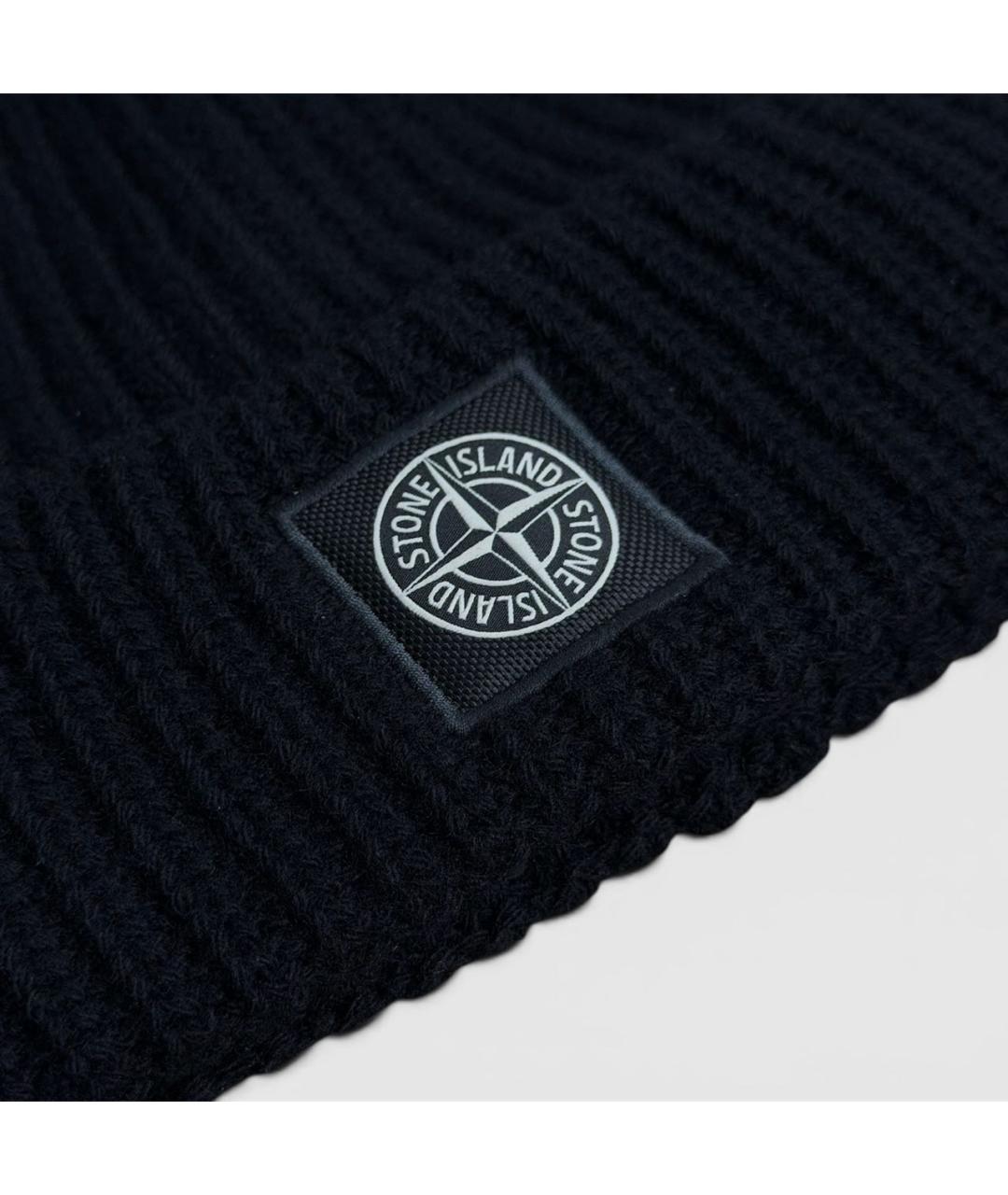 STONE ISLAND Черная хлопковая шапка, фото 3