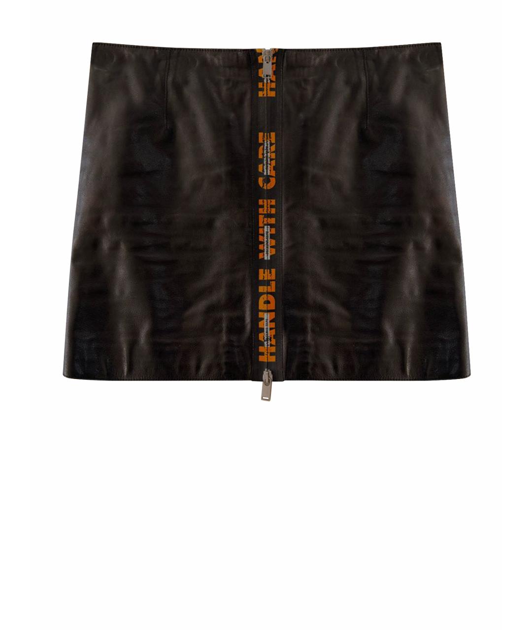 HERON PRESTON Черная кожаная юбка мини, фото 1