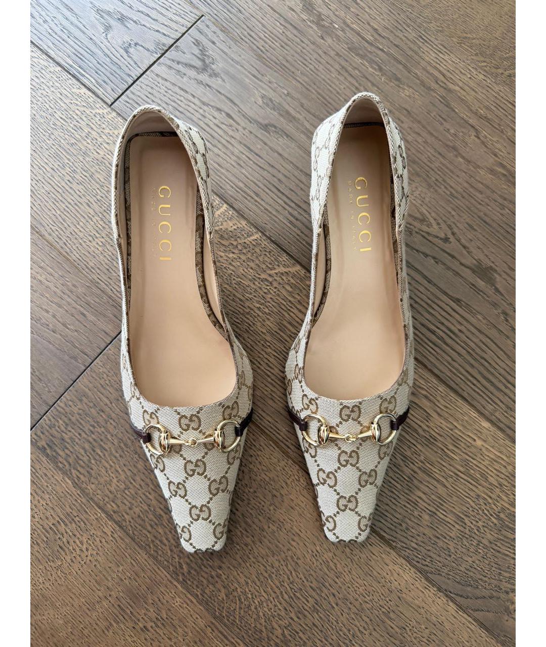 GUCCI Бежевые текстильные туфли, фото 9