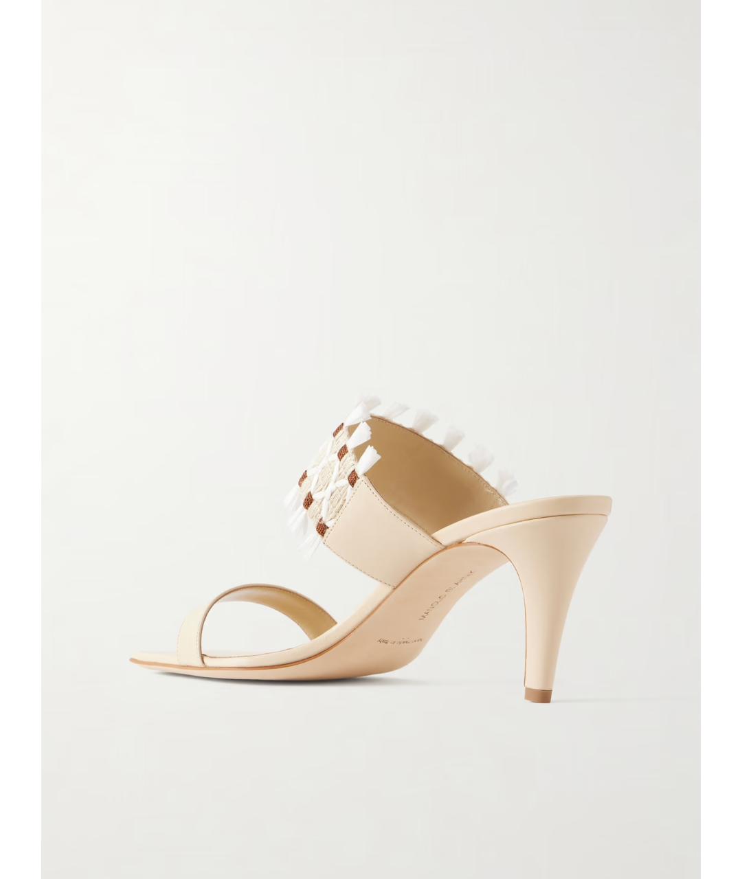 MANOLO BLAHNIK Бежевые кожаные мюли, фото 4