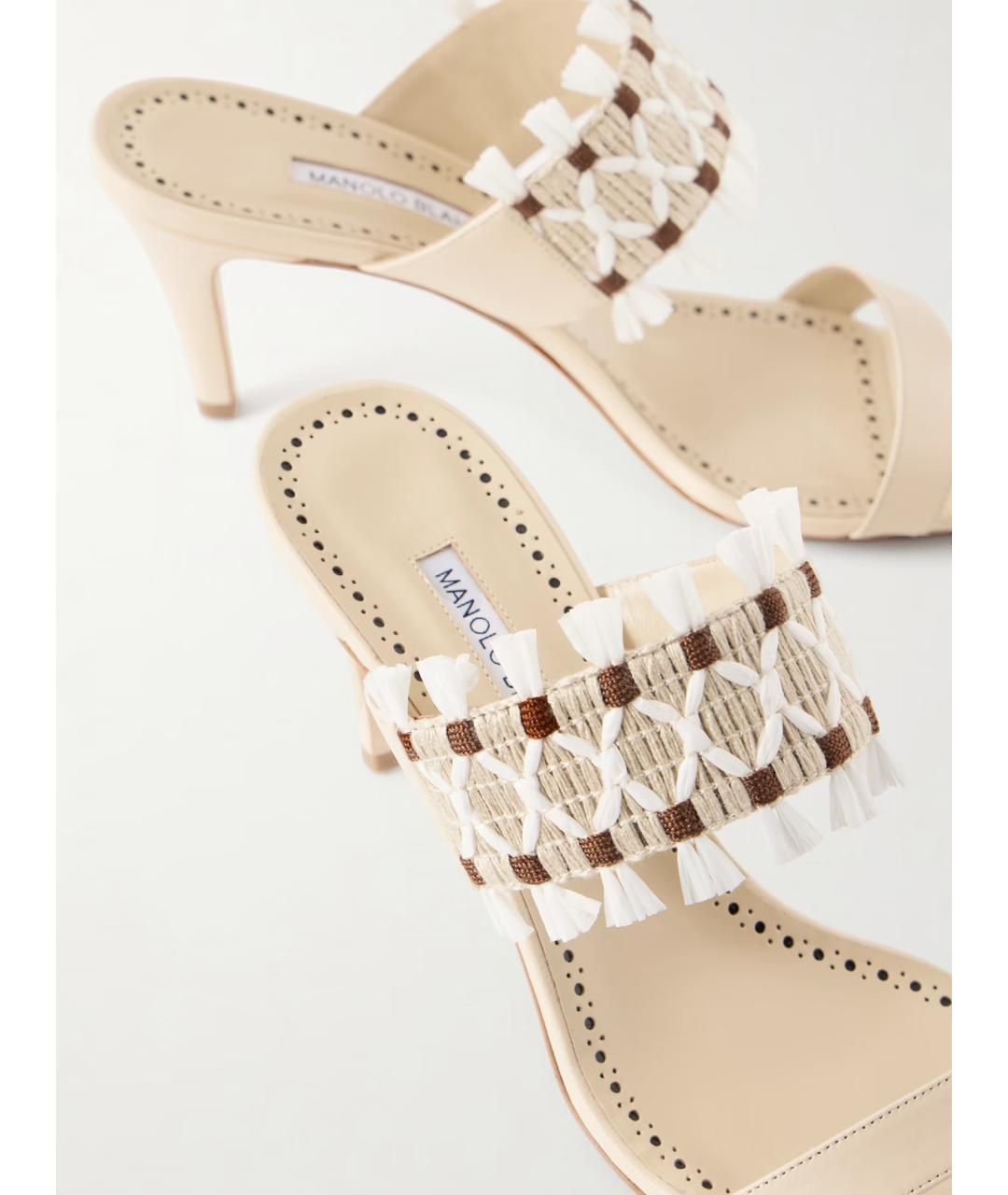 MANOLO BLAHNIK Бежевые кожаные мюли, фото 5