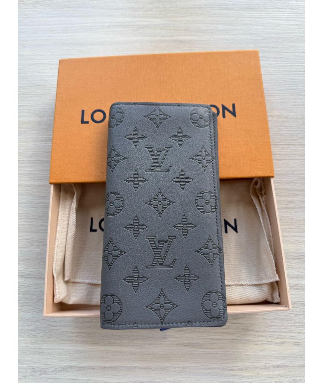 LOUIS VUITTON Серый кожаный кошелек, фото 2