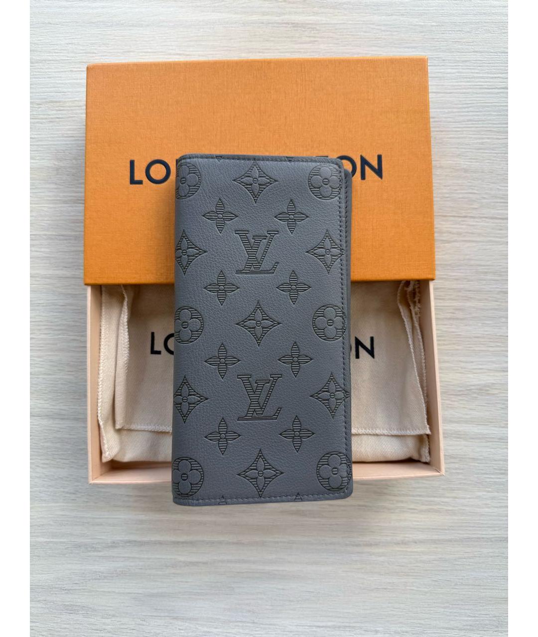 LOUIS VUITTON Серый кожаный кошелек, фото 8