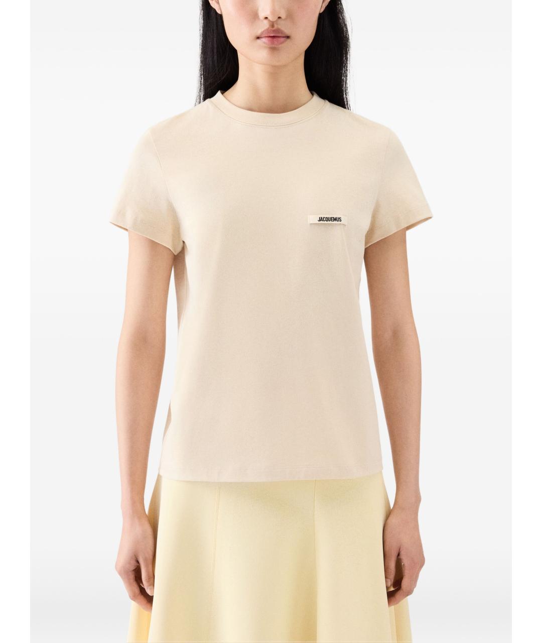 JACQUEMUS Бежевая хлопковая футболка, фото 2