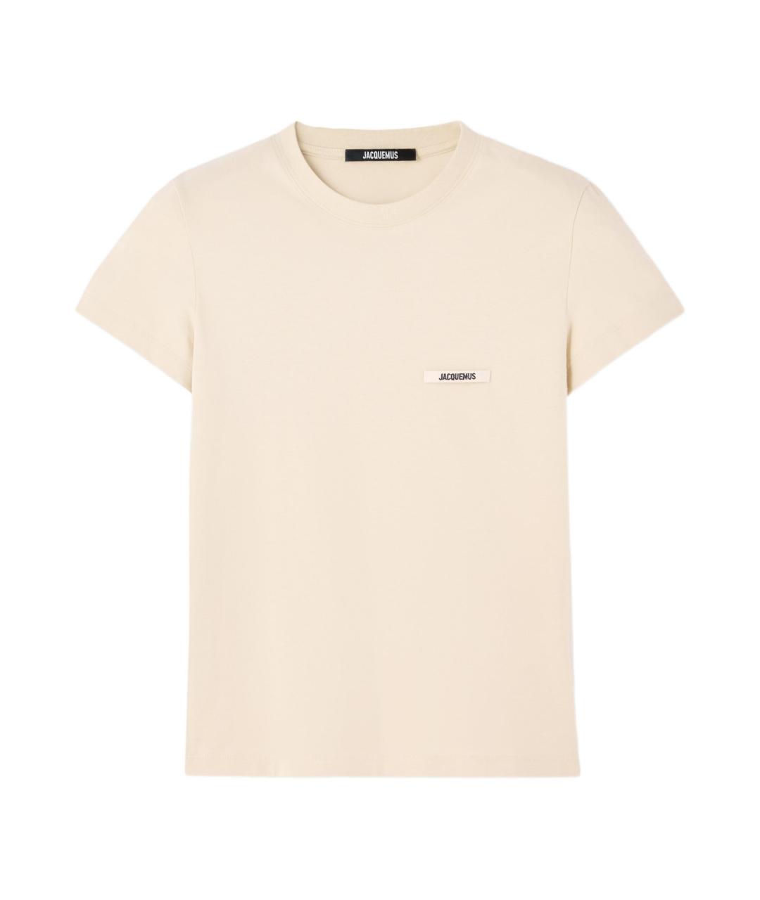 JACQUEMUS Бежевая хлопковая футболка, фото 1