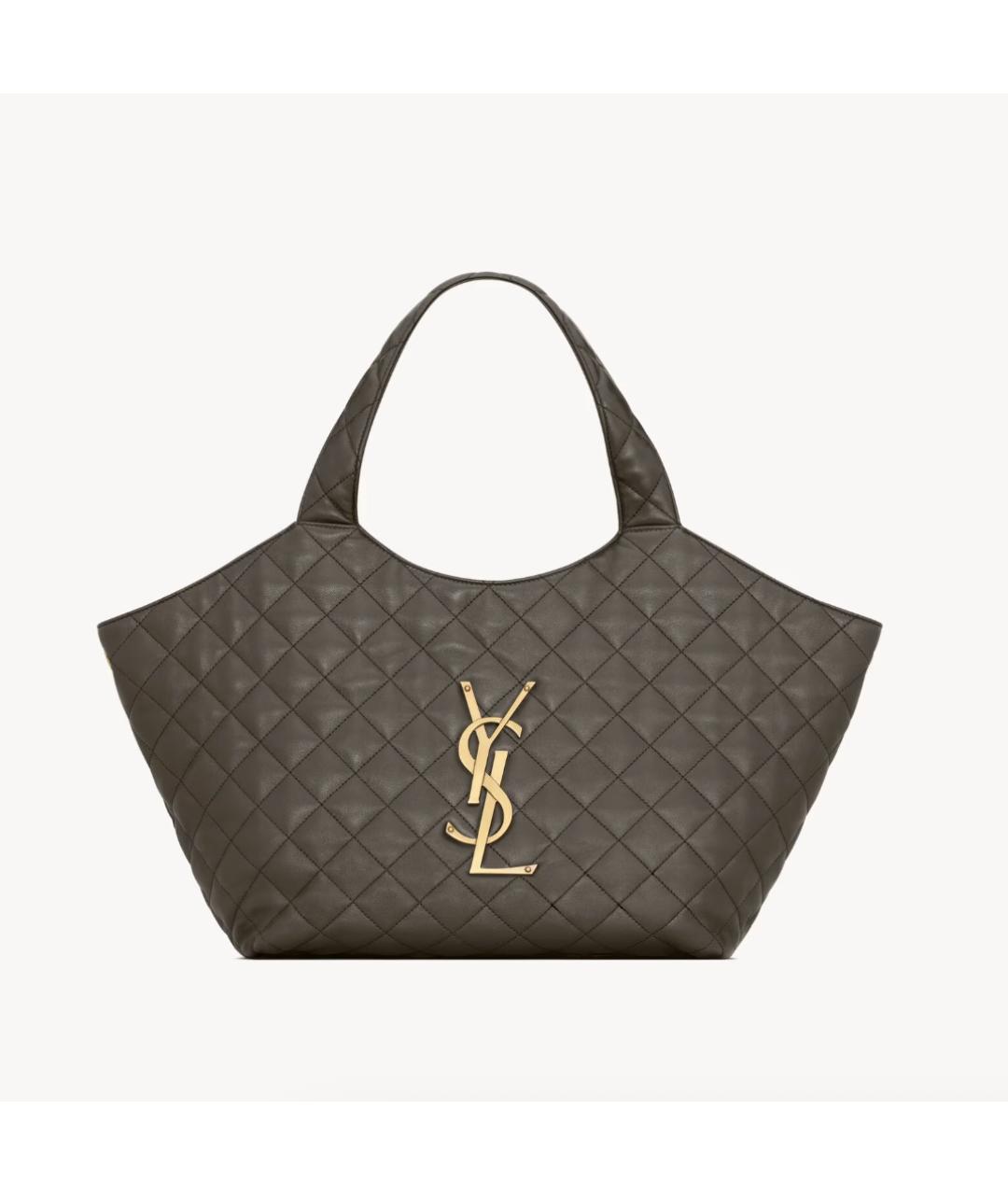 SAINT LAURENT Зеленая кожаная сумка тоут, фото 5