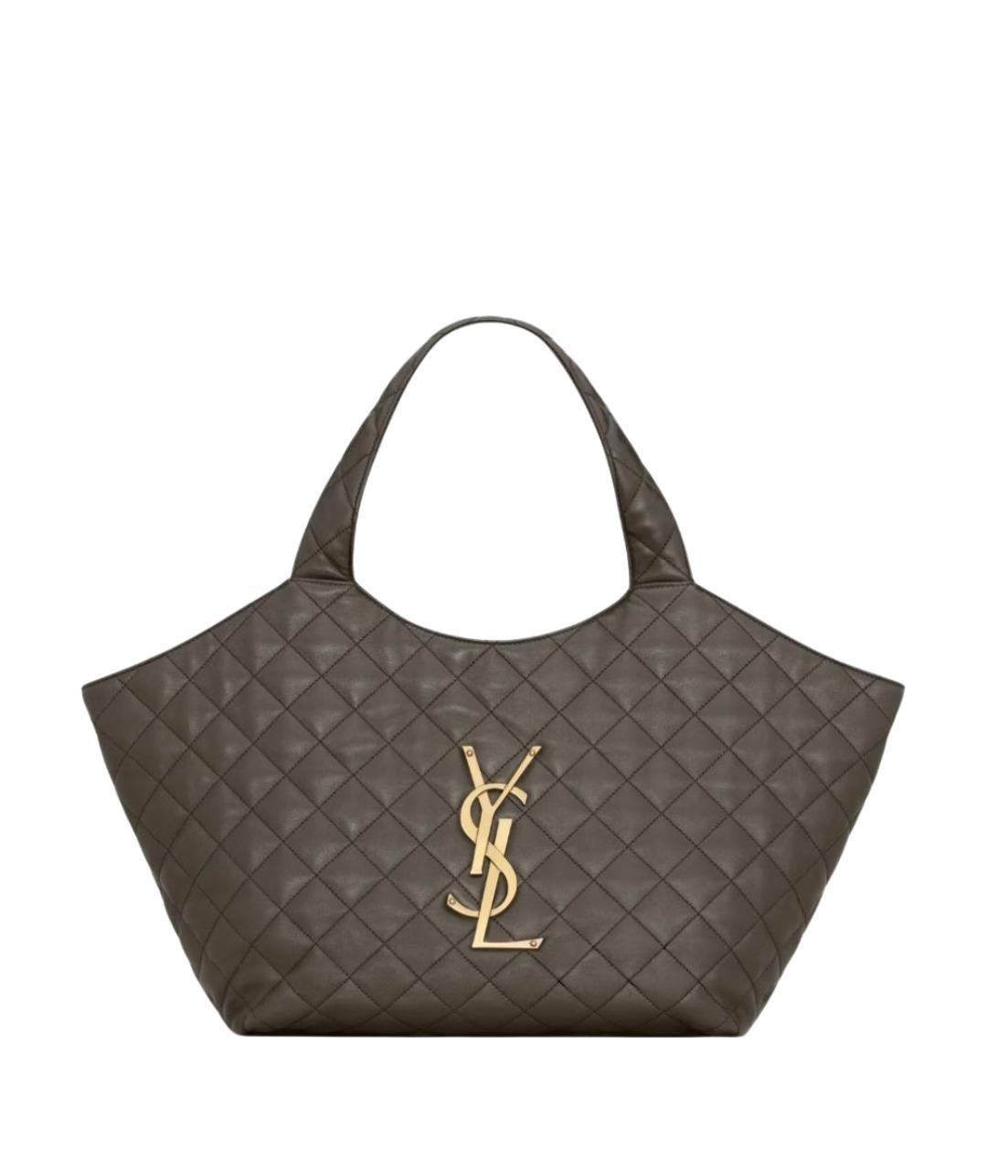 SAINT LAURENT Зеленая кожаная сумка тоут, фото 1