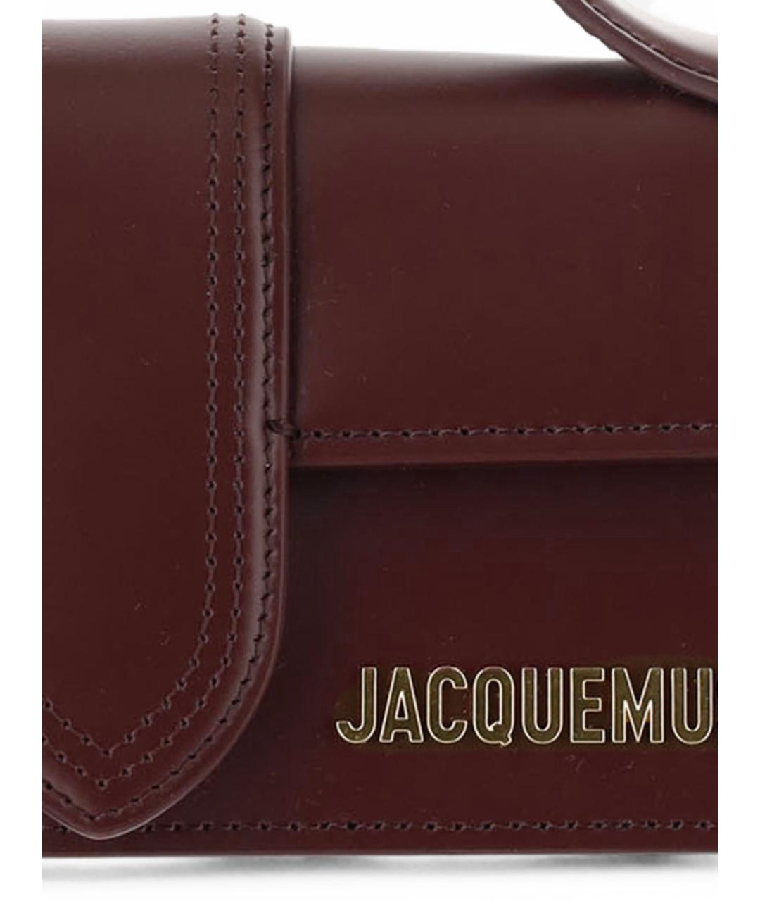 JACQUEMUS Бордовая кожаная сумка с короткими ручками, фото 5