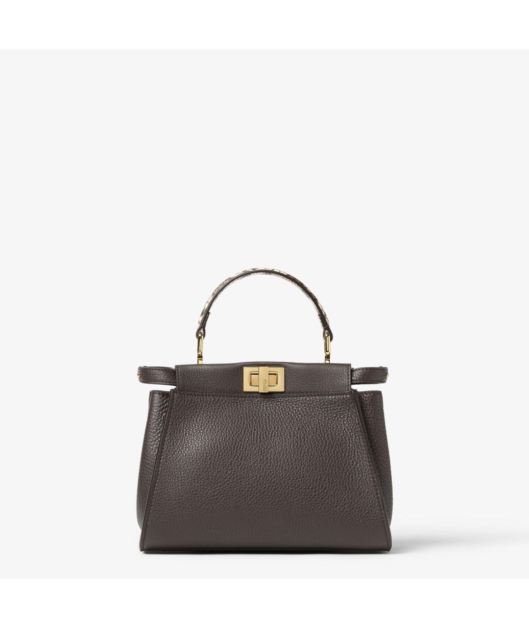 FENDI Коричневая кожаная сумка тоут, фото 5