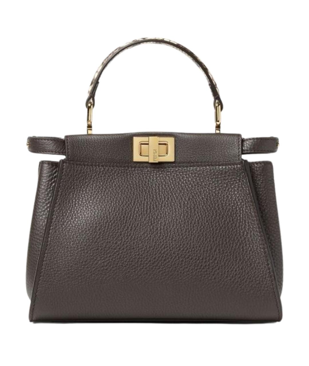 FENDI Коричневая кожаная сумка тоут, фото 1