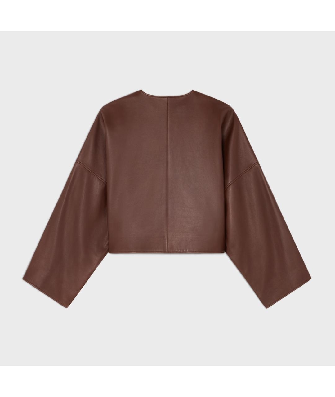 CELINE Коричневая кожаная куртка, фото 2
