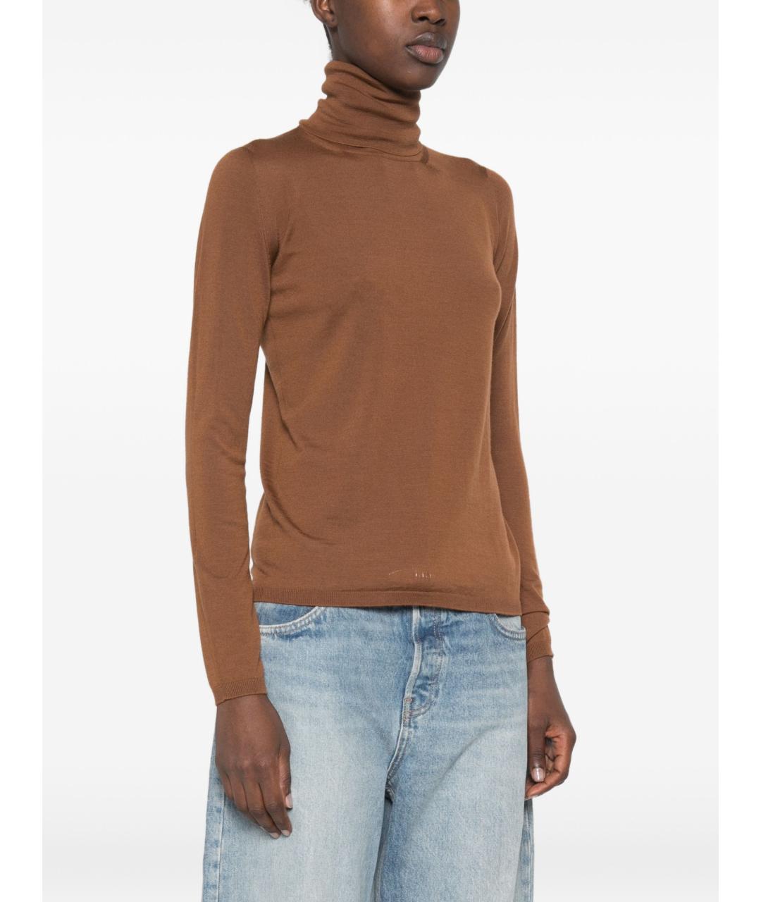 MAX MARA Коричневая шерстяная водолазка, фото 4