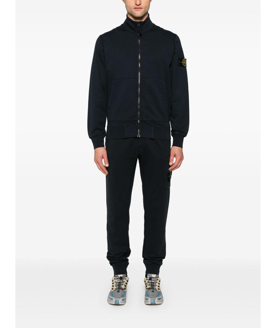 STONE ISLAND Темно-синие хлопковые повседневные брюки, фото 4