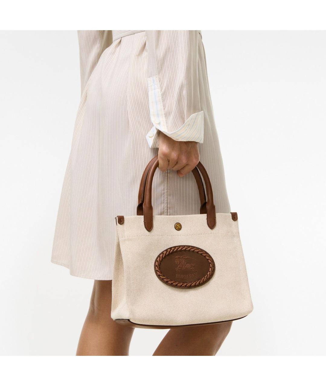 BURBERRY Бежевая хлопковая сумка тоут, фото 2