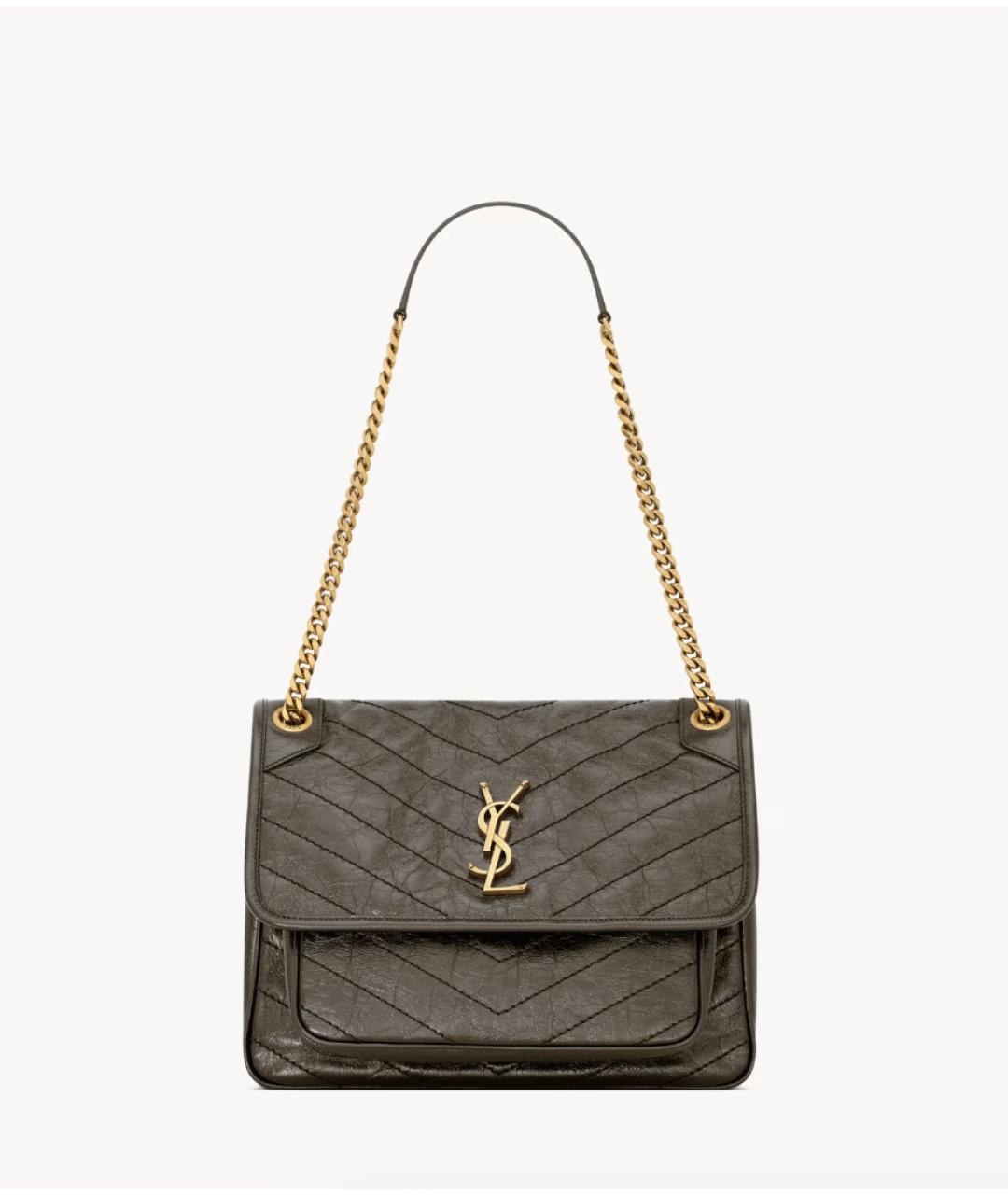 SAINT LAURENT Зеленая сумка через плечо из лакированной кожи, фото 7