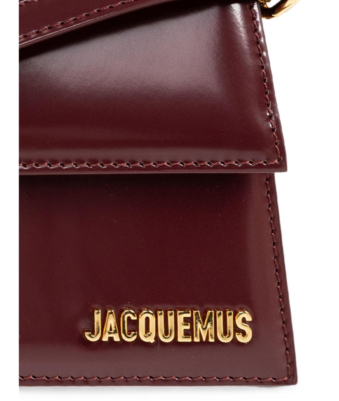JACQUEMUS Бордовая кожаная сумка с короткими ручками, фото 2