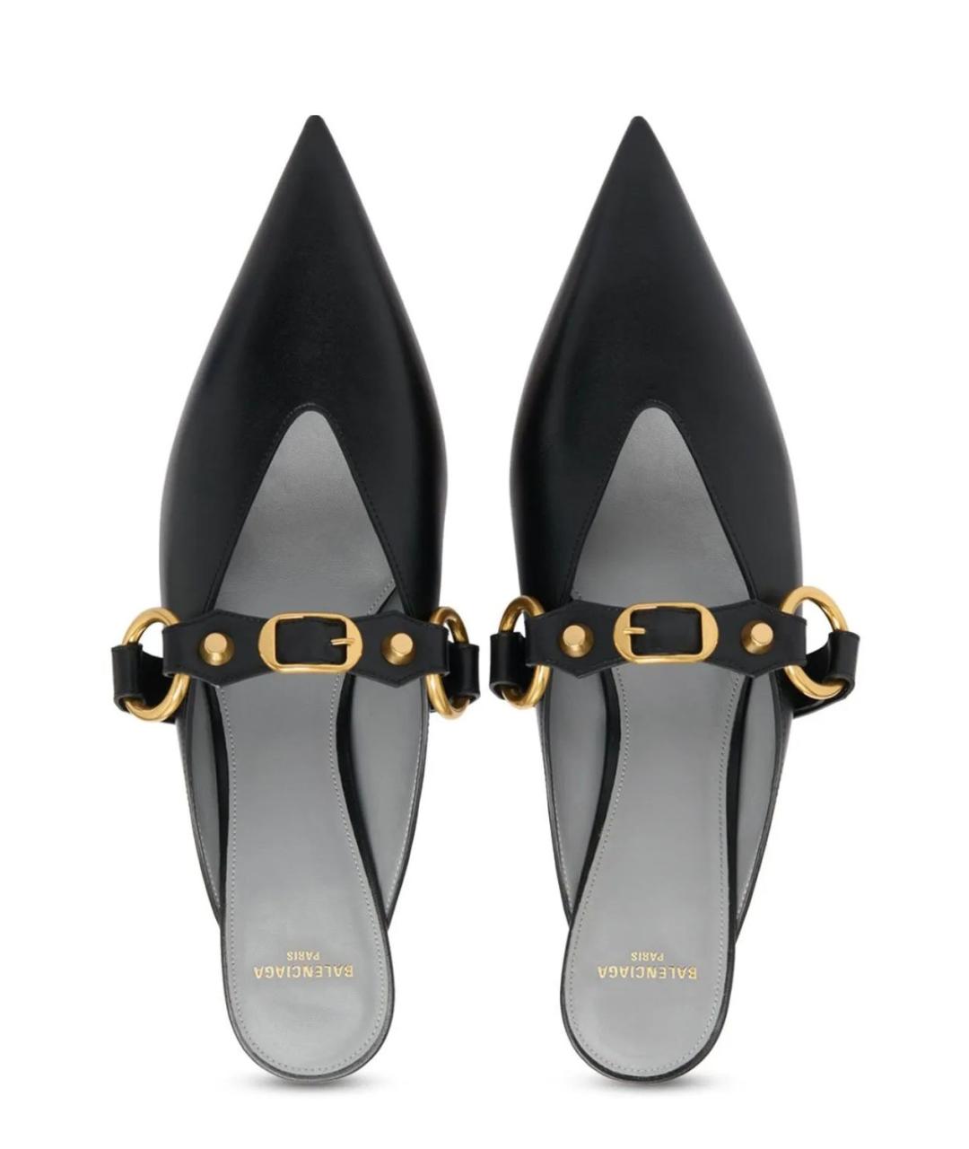 BALENCIAGA Черные кожаные мюли, фото 3