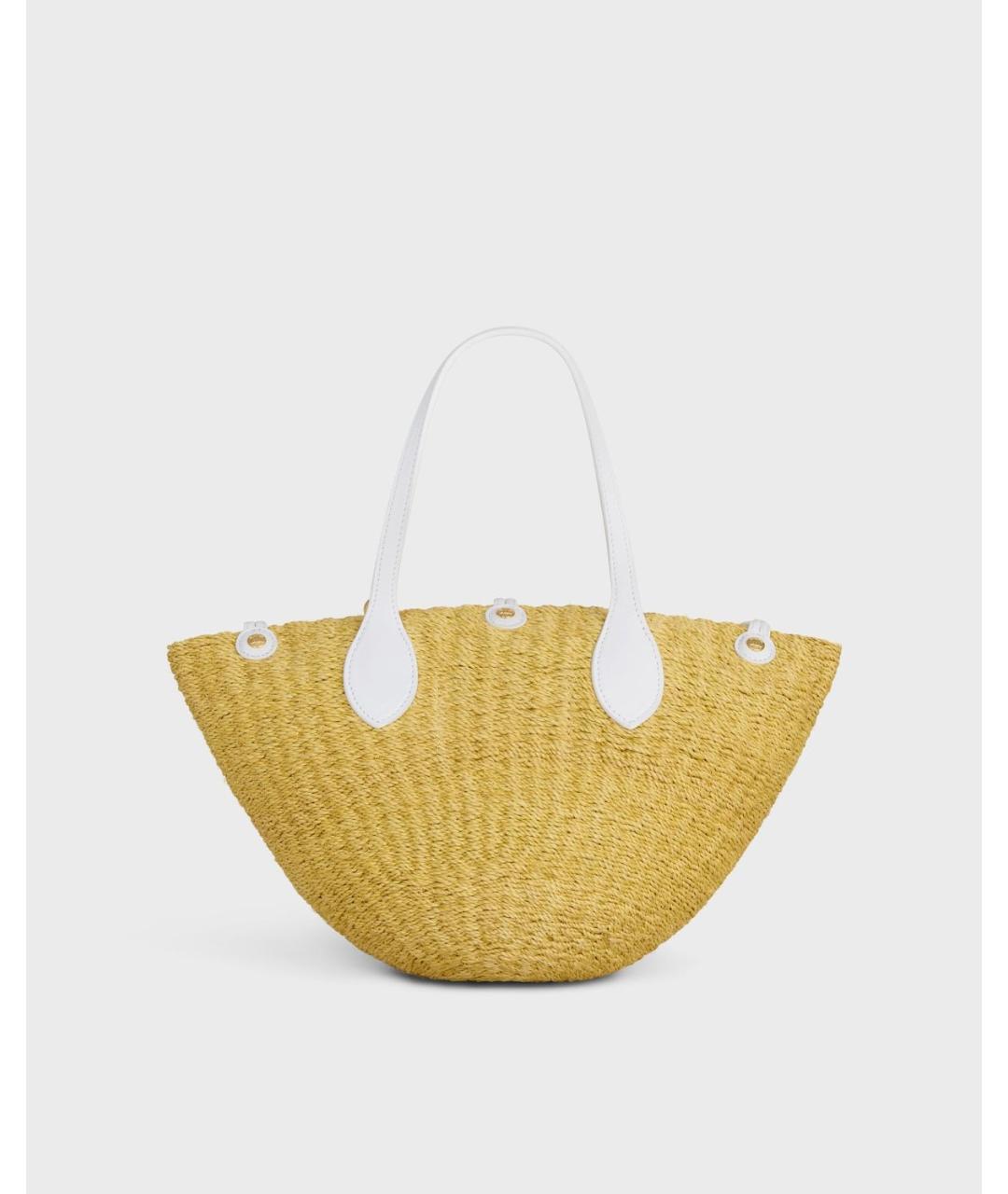 CELINE Бежевая рафиевая сумка тоут, фото 3