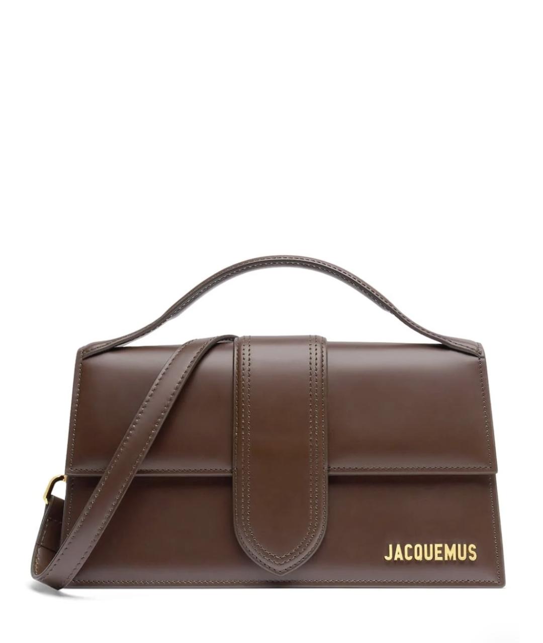 JACQUEMUS Коричневая кожаная сумка с короткими ручками, фото 1