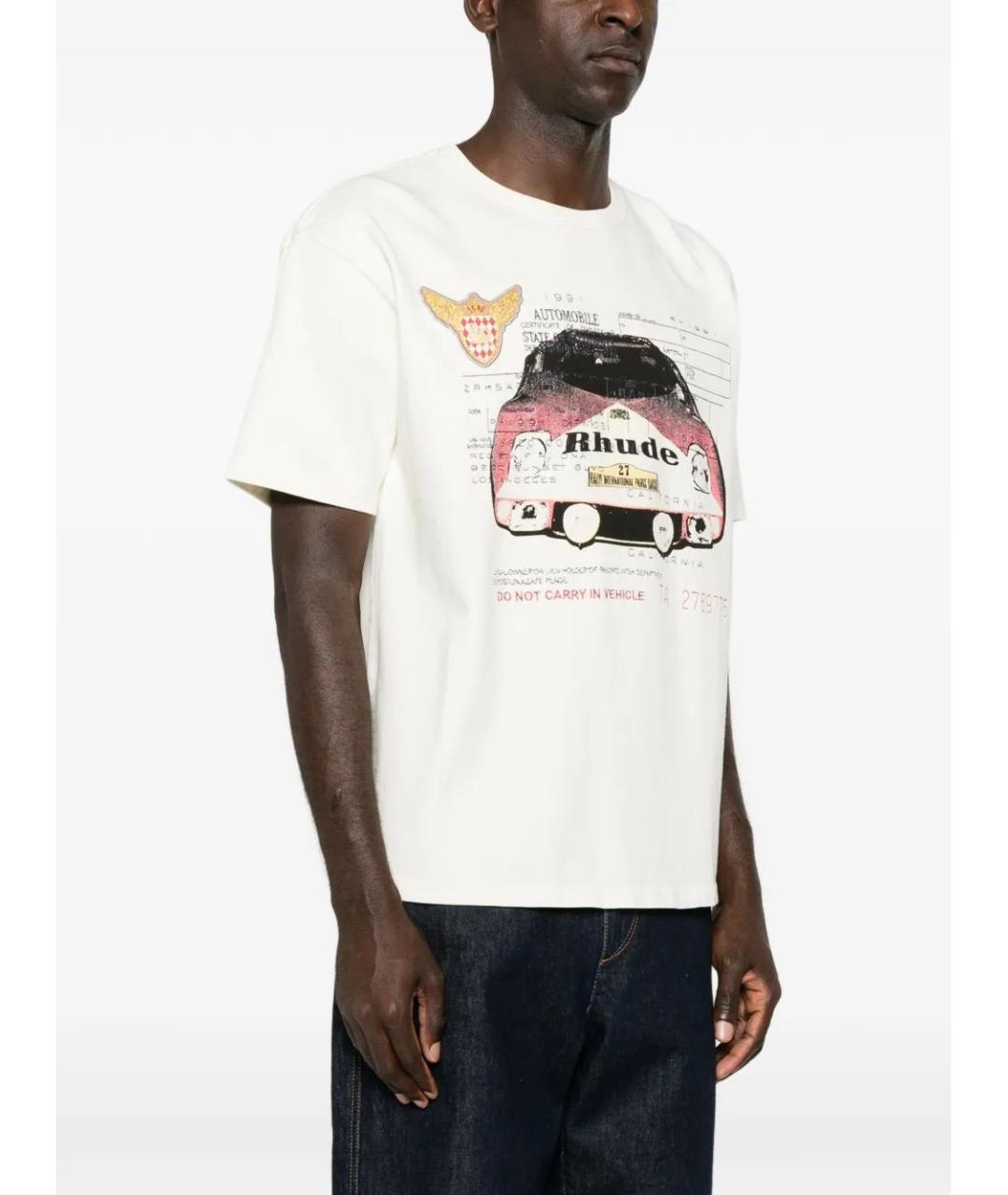RHUDE Белая хлопковая футболка, фото 3