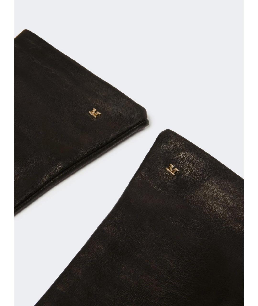 MAX MARA Черные кожаные перчатки, фото 3
