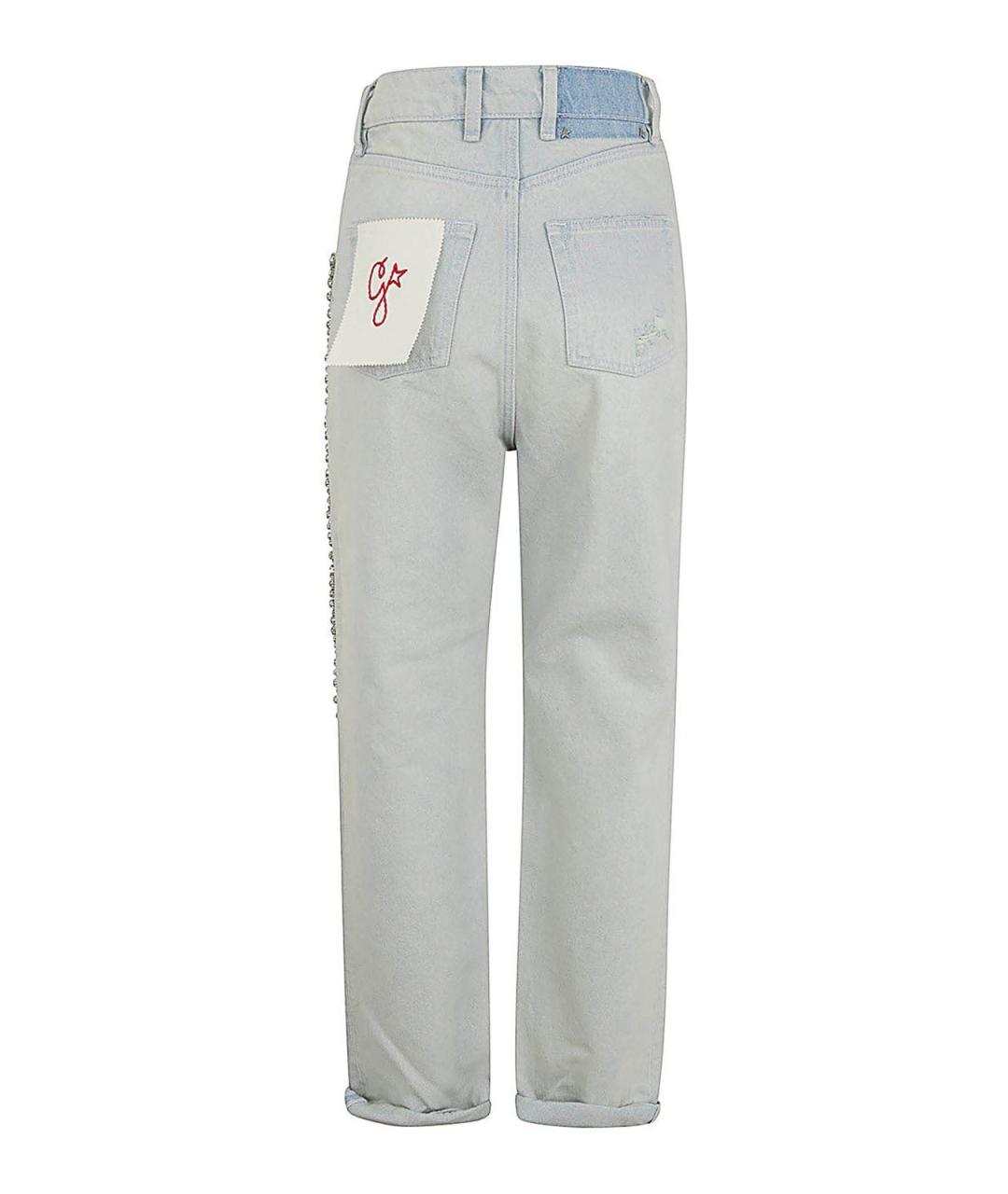GOLDEN GOOSE Голубые хлопковые прямые джинсы, фото 2