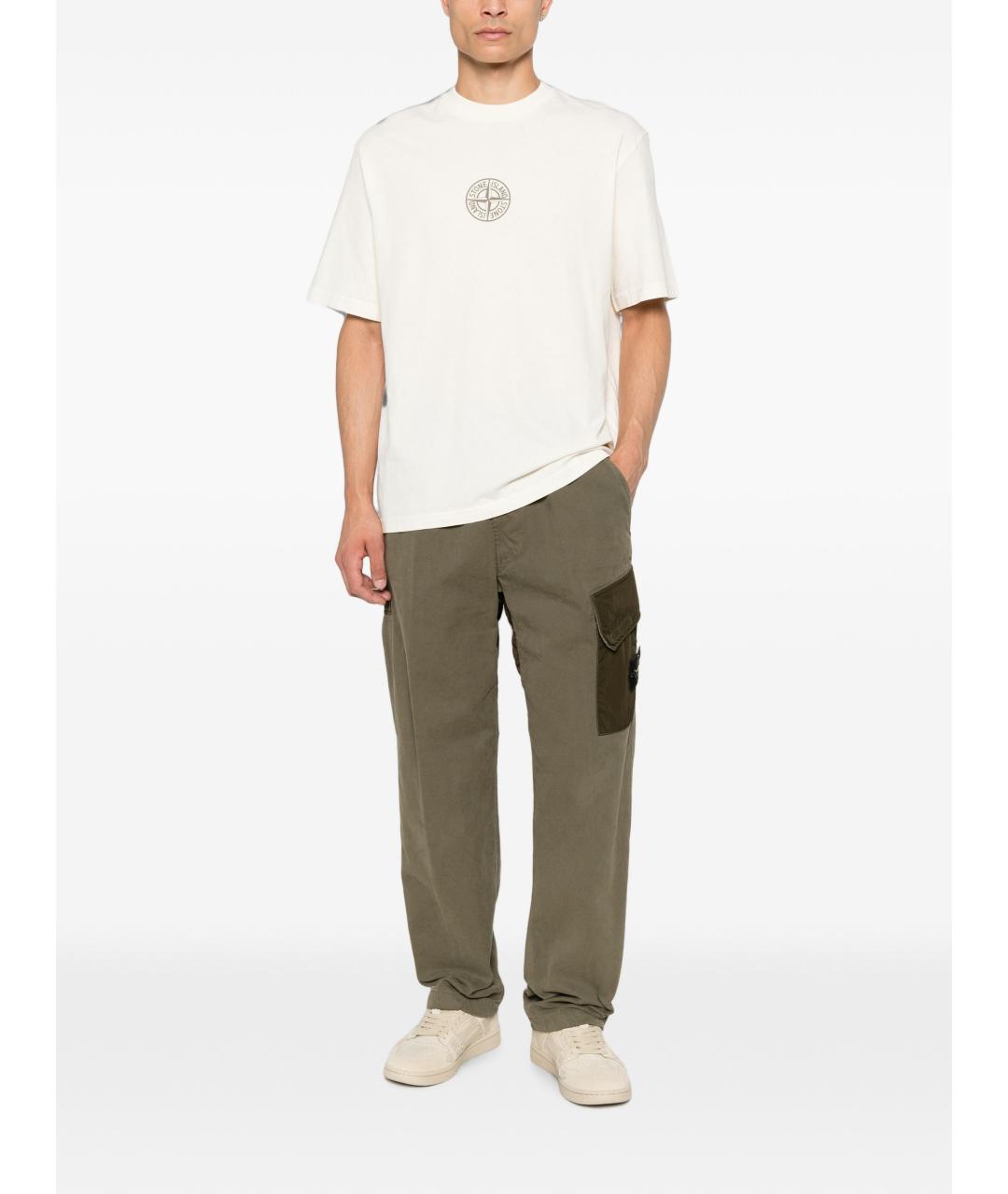 STONE ISLAND Белая хлопковая футболка, фото 2