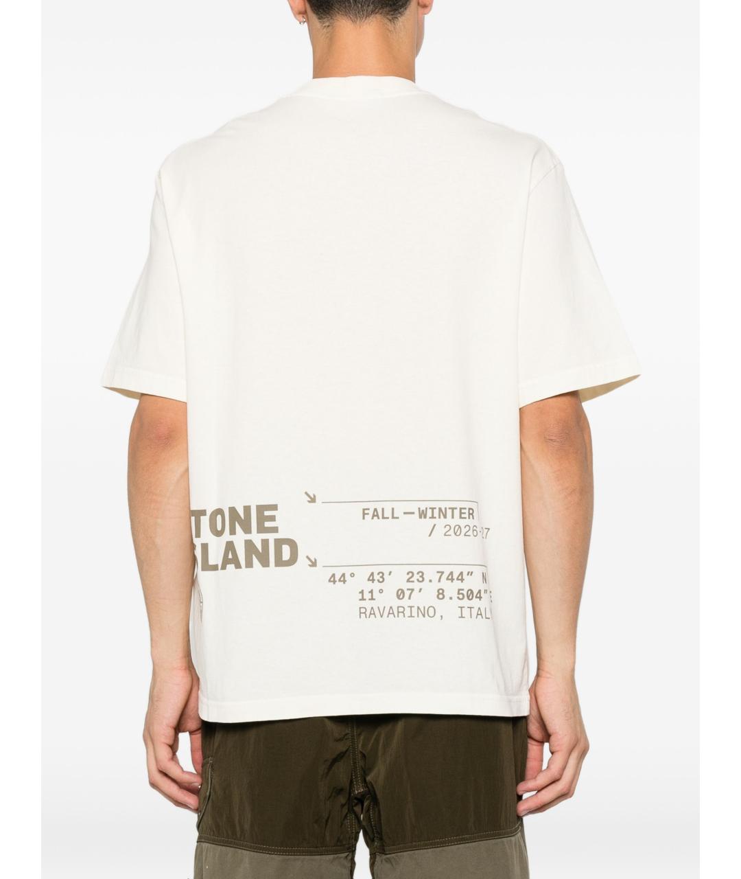 STONE ISLAND Белая хлопковая футболка, фото 3
