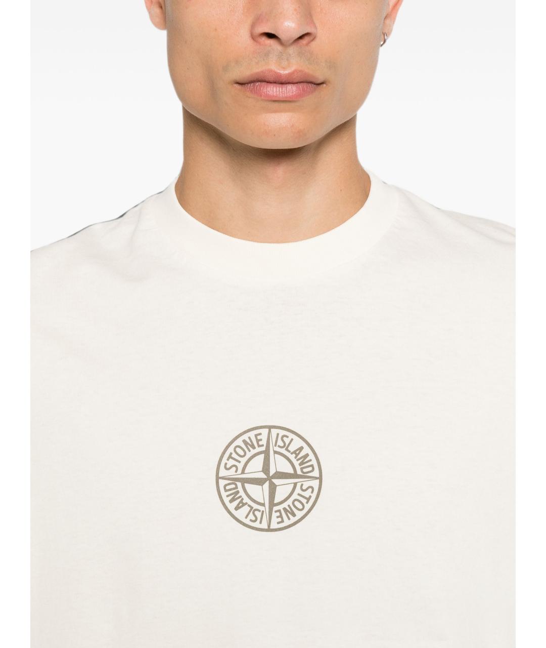 STONE ISLAND Белая хлопковая футболка, фото 4