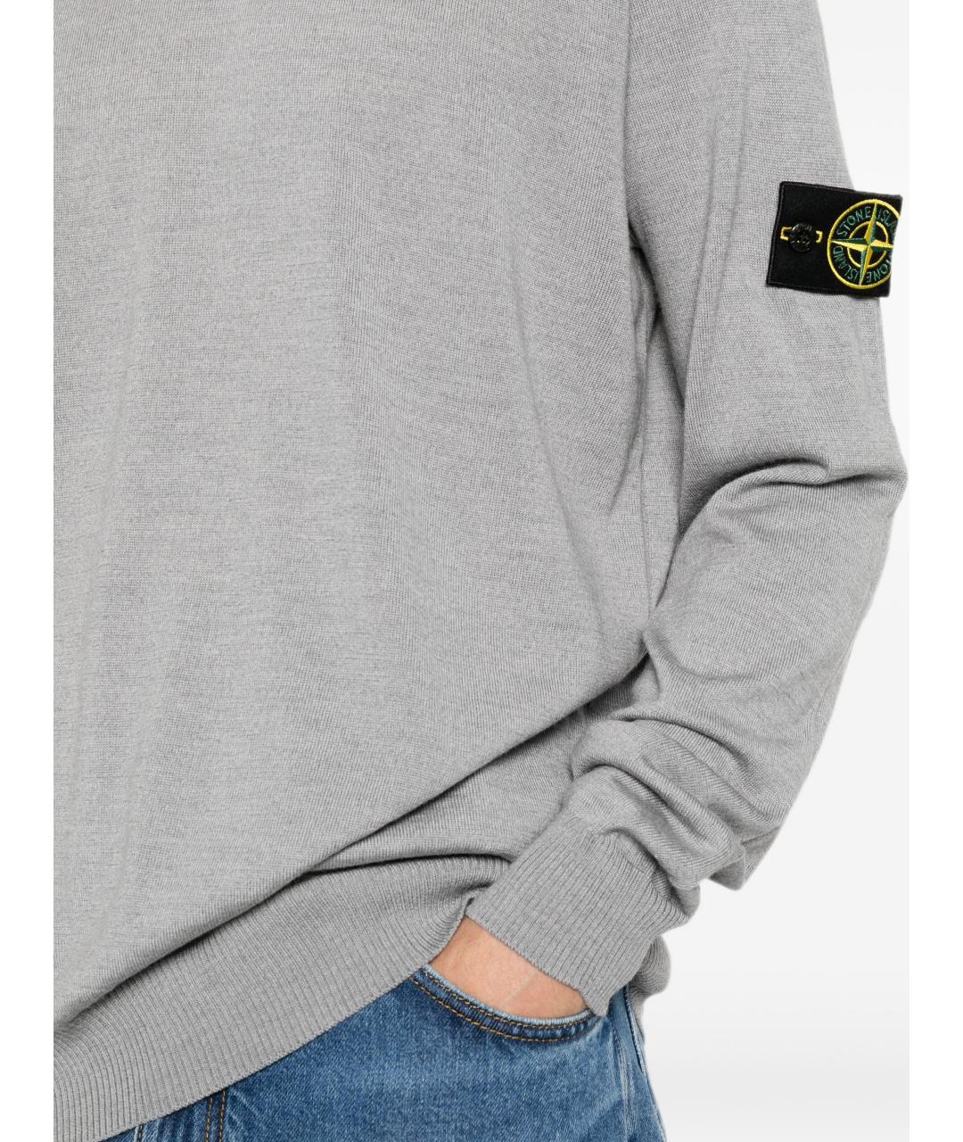 STONE ISLAND Серый шерстяной джемпер / свитер, фото 2