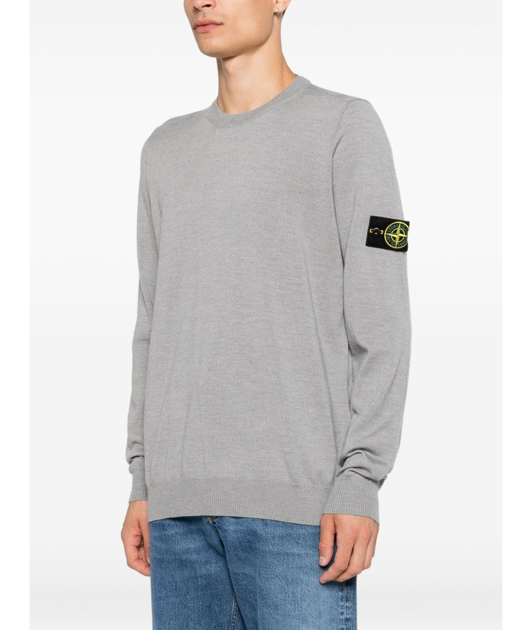 STONE ISLAND Серый шерстяной джемпер / свитер, фото 4