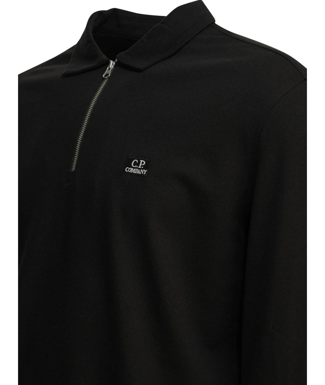 CP COMPANY Черное хлопковое поло с длинным рукавом, фото 4