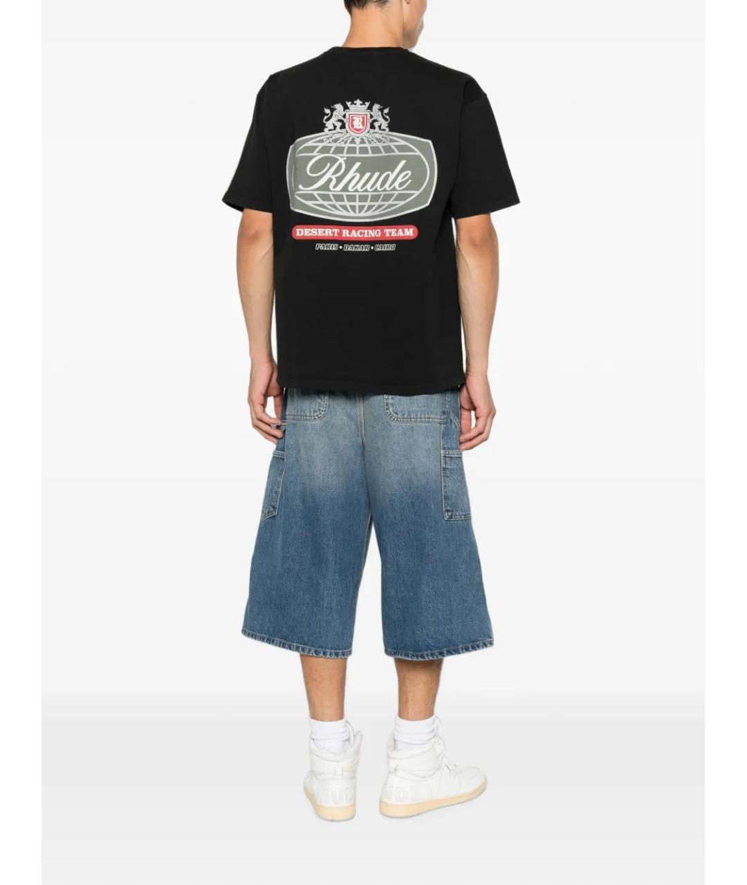 RHUDE Черная хлопковая футболка, фото 2