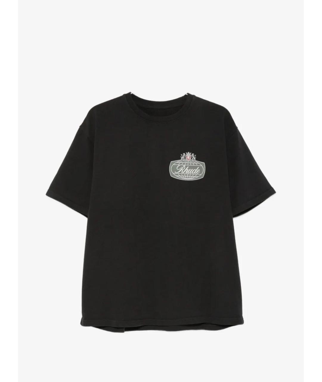 RHUDE Черная хлопковая футболка, фото 1