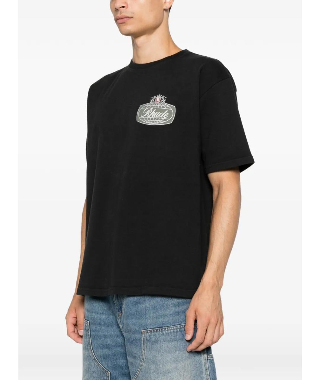 RHUDE Черная хлопковая футболка, фото 3