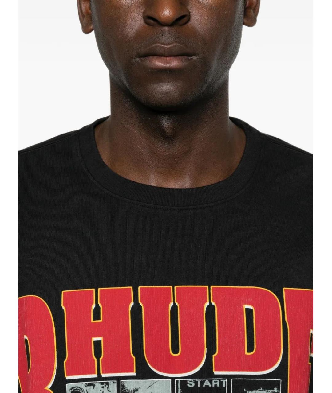 RHUDE Черная хлопковая футболка, фото 5