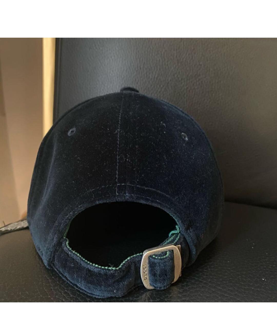 GUCCI Темно-синяя бархатная кепка, фото 6
