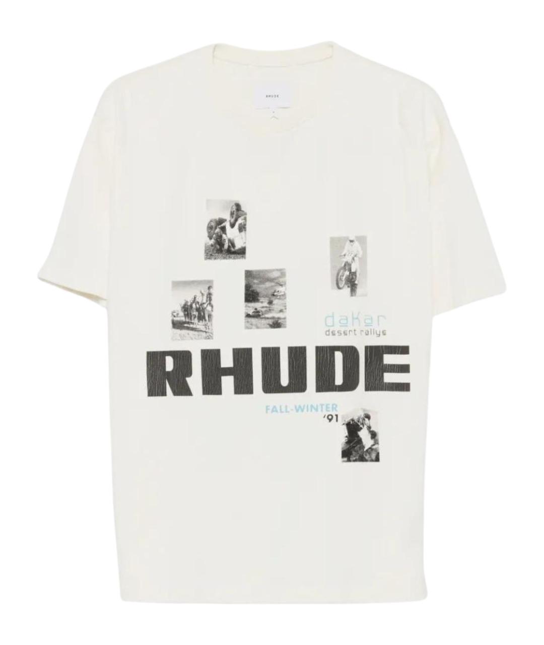 RHUDE Белая хлопковая футболка, фото 1