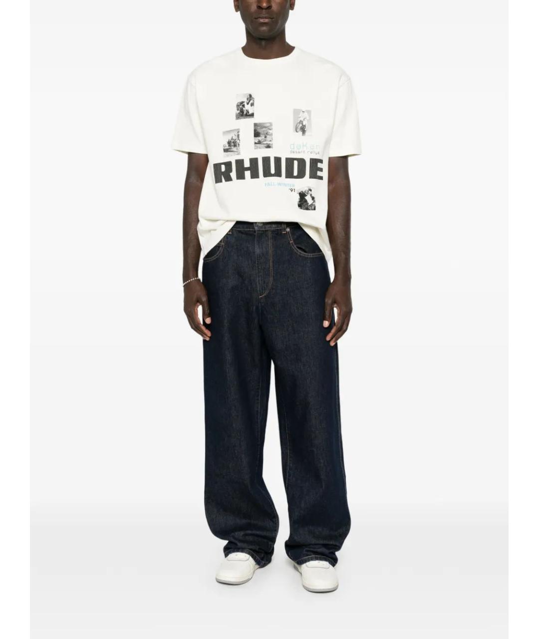 RHUDE Белая хлопковая футболка, фото 2