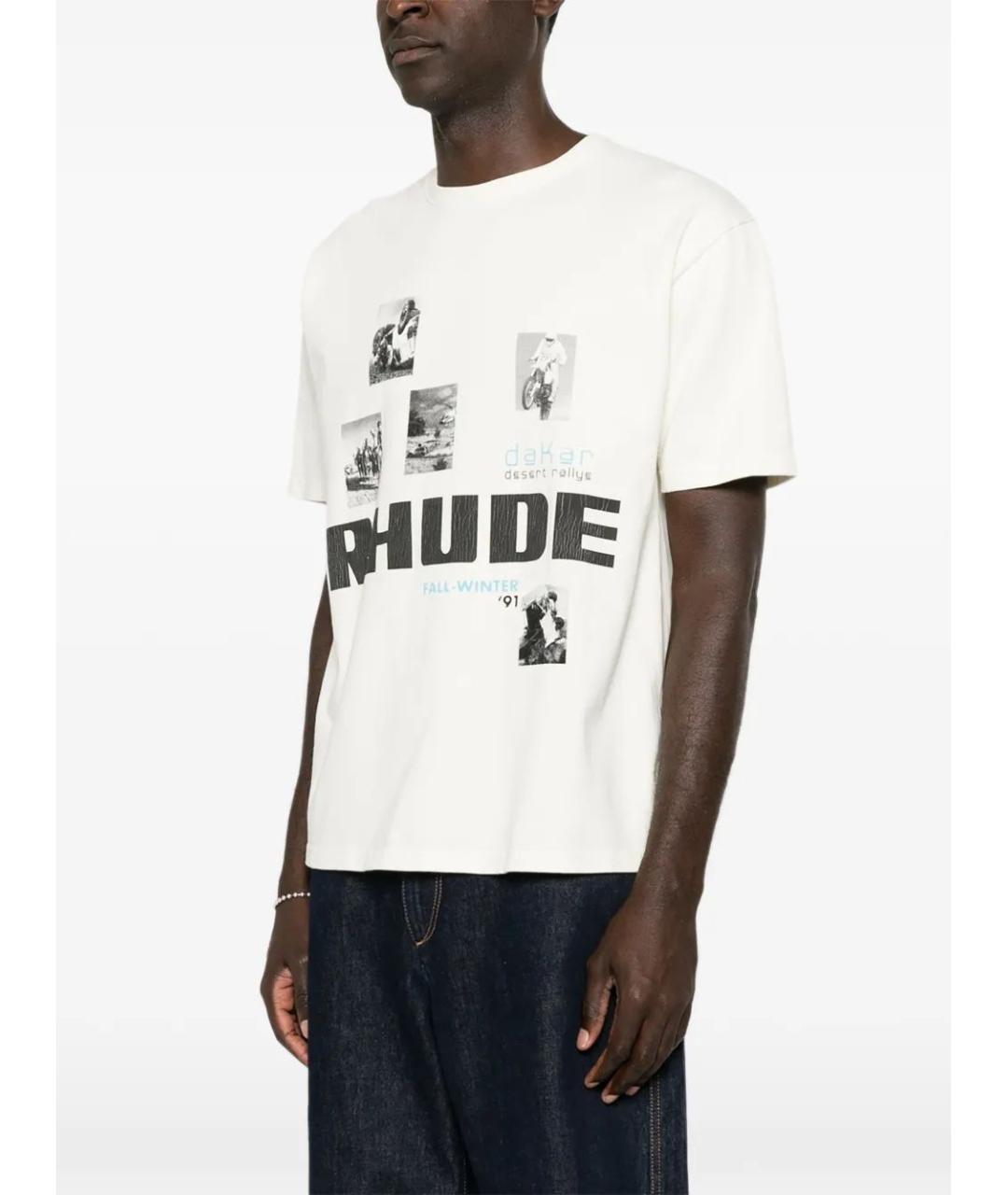 RHUDE Белая хлопковая футболка, фото 3