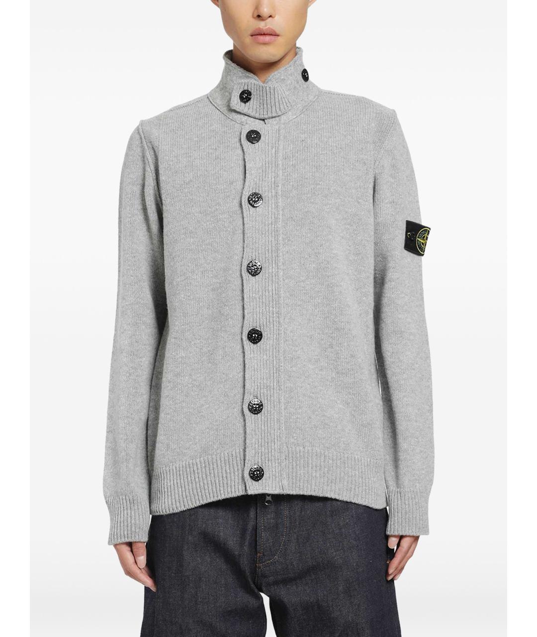 STONE ISLAND Серый полиэстеровый кардиган, фото 1