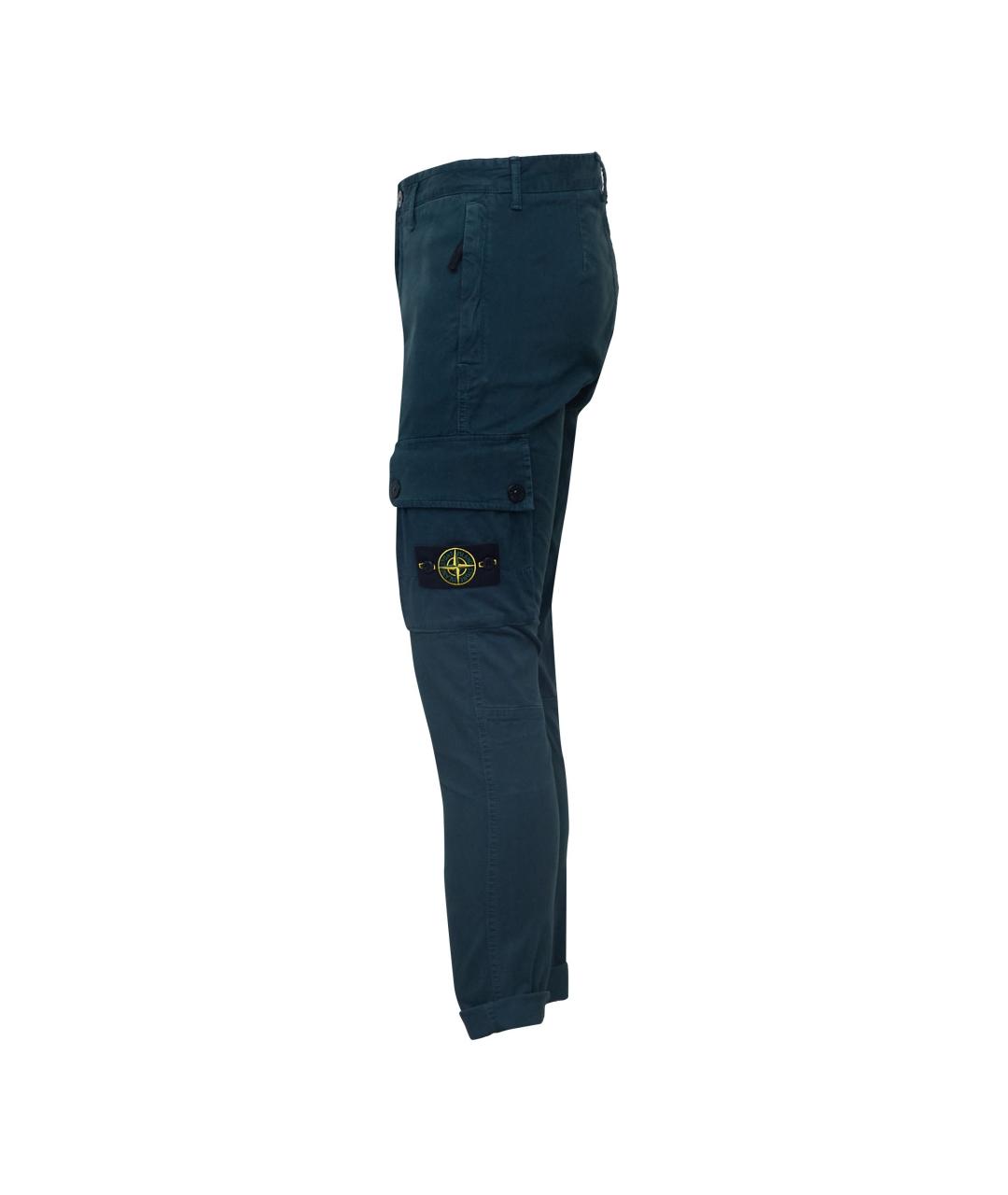 STONE ISLAND Зеленые хлопковые повседневные брюки, фото 2