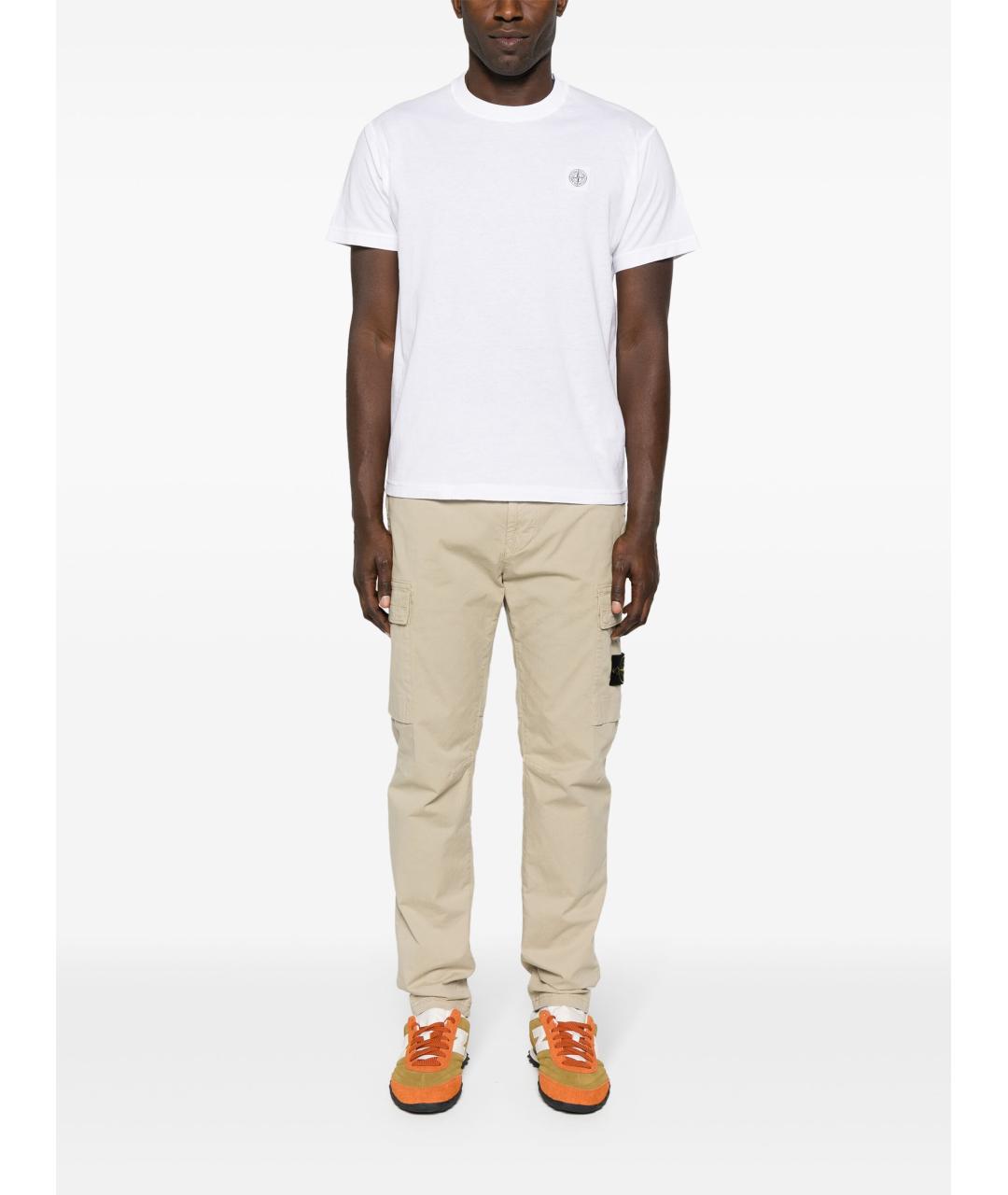 STONE ISLAND Белая хлопковая футболка, фото 5