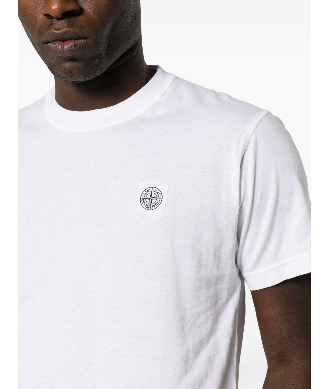 STONE ISLAND Белая хлопковая футболка, фото 4